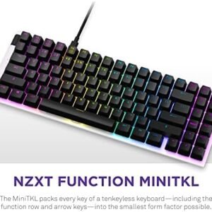 NZXT Function MiniTKL – Compact Tenkeyless Gaming Keyboard – Gateron Red Mechanical Switches: Linear, Fast, and Quiet – Hot-Swappable – RGB Backlit – Aluminum Top Plate – Sound Dampening Foam – White