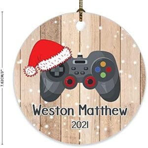 Personalized Children’s Gaming Christmas Ornament, Custom Video Game Christmas Ornament, Custom Game Player Ornament, Xmas Present for Family, Friends, Ceramic Ornament, Made in The USA