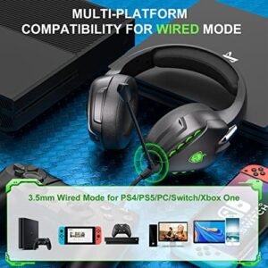 PHOINIKAS Gaming Headset for PS5, PS4, PC, Xbox one Headset with 7.1 Sound, Bluetooth Wireless Over Ear Headphones for Phone/Tablet/Laptop, with Noise Cancelling Detachable Mic, LED Light, Up to 40h