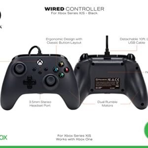 PowerA Wired Controller For Xbox Series X|S – Black, Gamepad, Video Game Controller Works with Xbox One