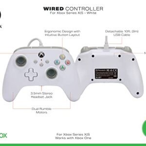 PowerA Wired Controller for Xbox Series X|S – White, gamepad, video game / gaming controller, works with Xbox One