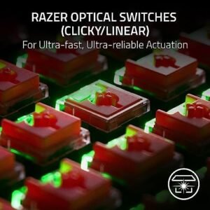 Razer DeathStalker V2 Gaming Keyboard: Low-Profile Keys – Linear Red Optical Switches – Ultra-Durable Coated Keycaps – Durable Aluminum Top Plate – Multi-Function Roller and Media Button – Chroma RGB