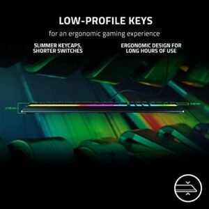 Razer Ornata V3 Gaming Keyboard: Low-Profile Keys – Mecha-Membrane Switches – UV-Coated Keycaps – Backlit Media Keys – 10-Zone RGB Lighting – Spill-Resistant – Magnetic Wrist Wrest – Classic Black