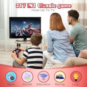Retro Game Console, Rechargeable 217 Video Games 3.2″ LCD Screen Support TV Gameboy Arcade Handheld Games for Kids Nostalgia Stick Classic Toys Christmas Girls Gifts Birthday Travel Gaming Boys -Red
