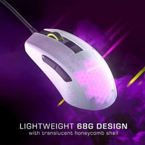 ROCCAT Burst Pro PC Gaming Mouse, Optical Switches, Super Lightweight Ergonomic Wired Computer Mouse, RGB Lighting, Titan Scroll Wheel, Bionic Shell, Claw Grip, Owl-Eye Sensor, 16K DPI, White