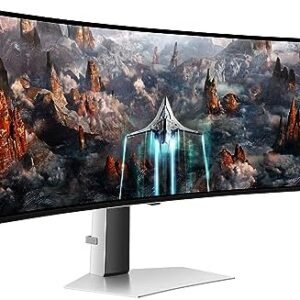 SAMSUNG 49″ Odyssey G93SC Series OLED Curved Gaming Monitor, 240Hz, 0.03ms, Dual QHD, DisplayHDR True Black 400, FreeSync Premium Pro, Height Adjustable Stand, LS49CG932SNXZA, 2023