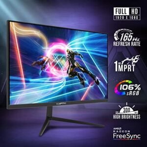 Sceptre 25″ Gaming Monitor 1920 x 1080p up to 165Hz 1ms AMD FreeSync Premium HDMI x3 DisplayPort Build-in Speakers, 106% sRGB Machine Black (E255B-FWD168)