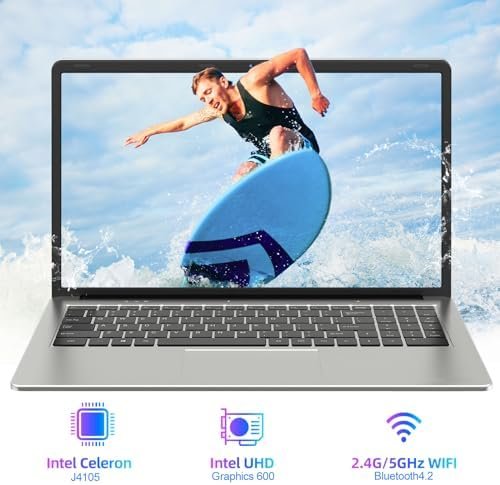 SGIN 15.6 Inch Laptop, 4GB DDR4 128GB SSD, Intel Celeron Quad-Core Processor, Laptop with IPS FHD Display, 2.4/5.0G WiFi, Bluetooth4.2, USB 3.0 * 2, Type-C, Expandable Storage 512GB TF