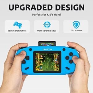 TaddToy 16 Bit Handheld Game Console for Kids Adults, 3.0” Large Screen Preloaded 200 Classic Portable Retro Video Handheld Games with Type-C Port Rechargeable Battery for Birthday Gift for Kids Blue