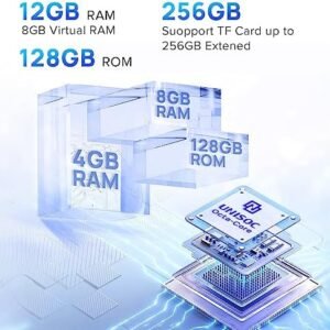 Ulefone Unlocked Cell Phones, Note 16 Pro 12GB + 128GB, 8-Core, 6.52″ HD+ Display Unlocked Smartphone, Android 13, 50MP + 8MP, 4400 mAh, Dual 4G LTE, Fingerprint/Face Detection, T-Mobile, Blue