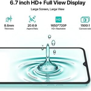 UMIDIGI A15 Cell Phones (16G+256G), Android 13 Mobile Phone, 64MP Main Camera Octa Core Smartphone Unlocked 6.7” HD+ Full-View Waterdrop Screen, 5000mAh Battery 20W Fast Charging, 4G Dual SIM, GPS/NFC