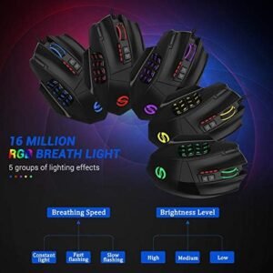 UtechSmart Venus Gaming Mouse RGB Wired, 16400 DPI High Precision Laser Programmable MMO Computer Gaming Mice [IGN’s Recommendation]