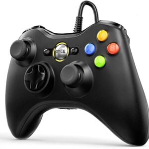 VOYEE PC Controller, Wired Controller Compatible with Microsoft Xbox 360 & Slim/PC Windows 10/8/7, with Upgraded Joystick, Double Shock | Enhanced (Black)