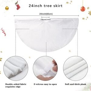 White Christmas Tree Skirt 24 inch Faux Fur Tree Skirt Small Xmas Tree Skirt Christmas Decorations