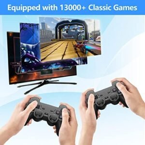 Wireless Retro Game Console, 4K Retro Nostalgia Game Stick Emulator Console Built in 13000+ Games, Plug and Play Video Games for HD TV, Retro Game Stick with Dual 2.4G Wireless Controllers (64G)