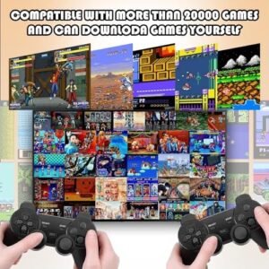 Wireless Retro Game Console, Retro Game Stick, Plug and Play Video Game Stick Built in 10000+ Games, 4K HDMI Output, 9 Classic Emulators, with 2.4G Wireless 2 Controllers(64G)
