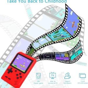 YELLAMI Retro Handheld Game Console with 400 Classical FC Games-3.0 Inches Screen Portable Video Game Consoles with Protective Shell-Handheld Video Games Support for Connecting TV & Two Players (Red)
