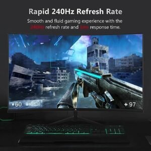 Z-Edge 27-inch Curved Gaming Monitor 16:9 1920×1080 240Hz 1ms Frameless LED Gaming Monitor, UG27P AMD Freesync Premium Display Port HDMI Built-in Speakers