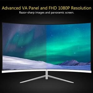 Z-Edge 27-inch Curved Gaming Monitor, Full HD 1080P 1920×1080 LED Backlight Monitor, with 75Hz Refresh Rate and Eye-Care Technology, 178° Wide View Angle, Built-in Speakers, VGA+HDMI