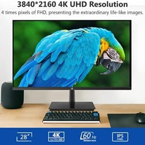 Z-Edge 4K Monitor, 28inch IPS Monitor Ultra HD 3840×2160 IPS Gaming Monitor, 300 cd/m², 60Hz Refresh Rate, 4ms Response Time, Built-in Speakers, U28I4K FreeSync Technology