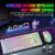 Wireless Gaming Keyboard and Mouse Combo with 87 Key Rainbow LED Backlight Rechargeable 3800mAh Battery Mechanical Feel Anti-ghosting Ergonomic Waterproof RGB Mute Mice for Computer PC Gamer (White)